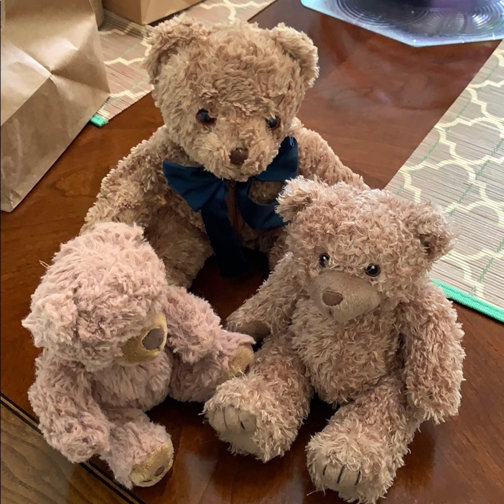 3 plush brown bears